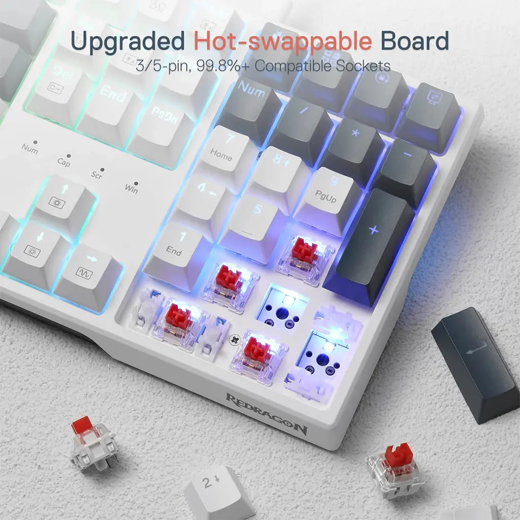 Redragon K668 Trundle WGB Full Size Wired Keyboard With Hot Swappable Reb Switches Redragon