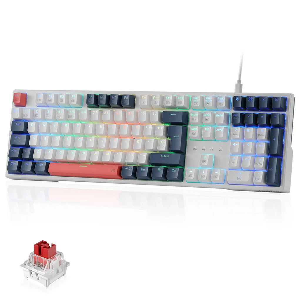 Redragon K668 Trundle WGB Full Size Wired Keyboard With Hot Swappable Reb Switches Redragon