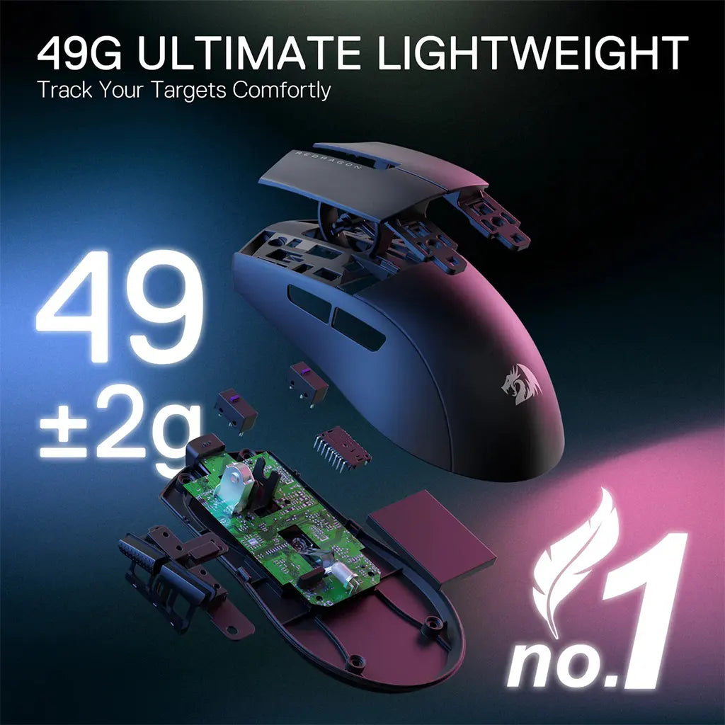 Redragon King M916 STD Wireless 49g ultra-light 24K DPI Gaming Mouse Redragon