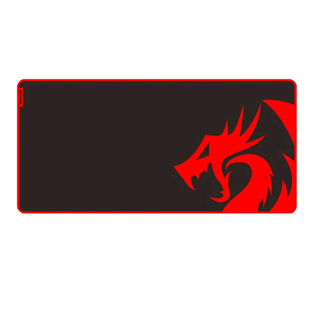 Black rectangular Redragon Kunlun P006a mousepad with a red dragon design on the right side & Red border adds contrast