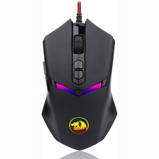 Wired Redragon M602-1 Nemeanlion 2 gaming mouse with ergonomic shape, vibrant RGB lighting, and braided cable