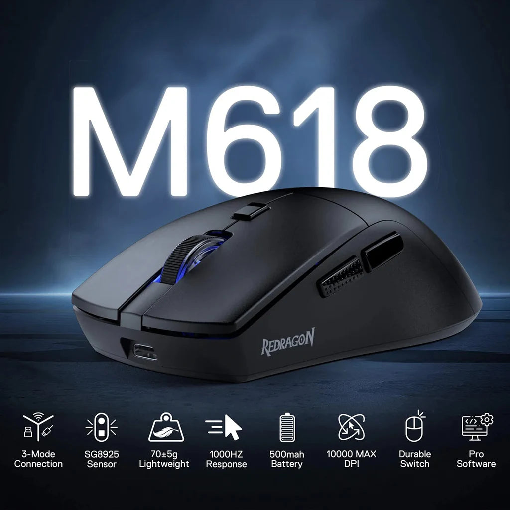 Redragon Azzmach M618 LITE 70g Lightweight 1K Polling Rate Mouse Redragon