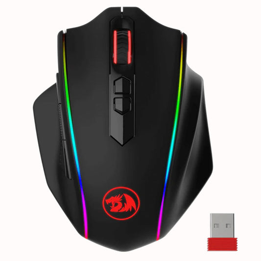 Redragon M686 Vampire Elite Black Wireless Gaming Mouse, featuring customizable RGB lighting & USB wireless receiver