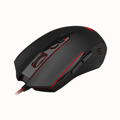 Redragon M716A Inquisitor 2 Mouse features red scroll wheel, two buttons behind the scroll wheel and two side buttons also