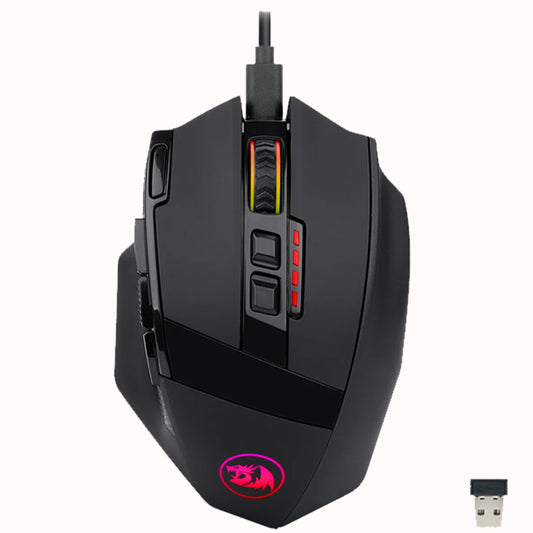 Black Redragon M801 Sniper Pro Wireless Gaming Mouse with RGB lighting and USB receiver