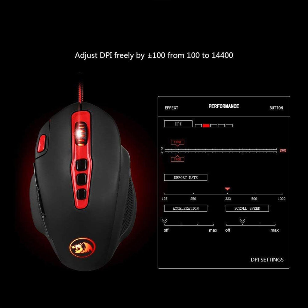 Redragon M805 Hydra Black 14400 DPI Gaming Mouse