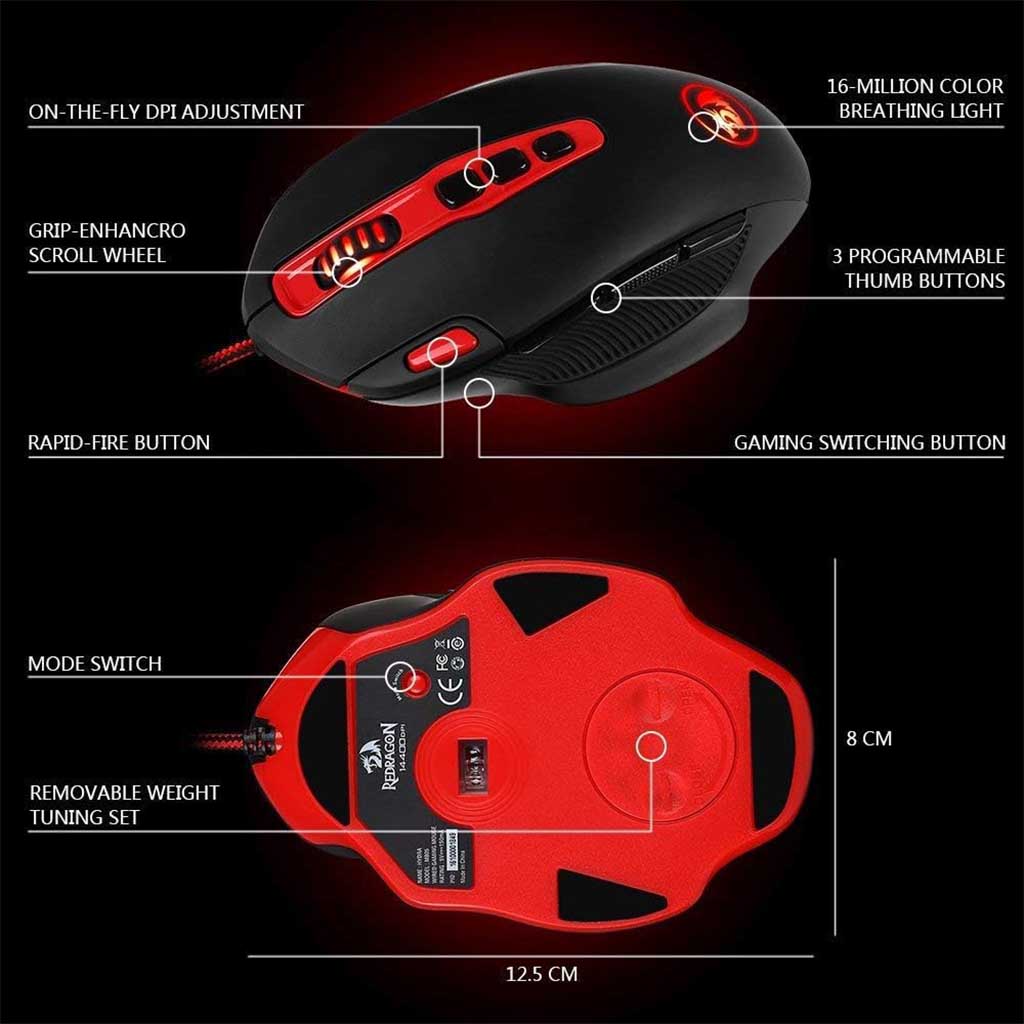 Redragon M805 Hydra Black 14400 DPI Gaming Mouse