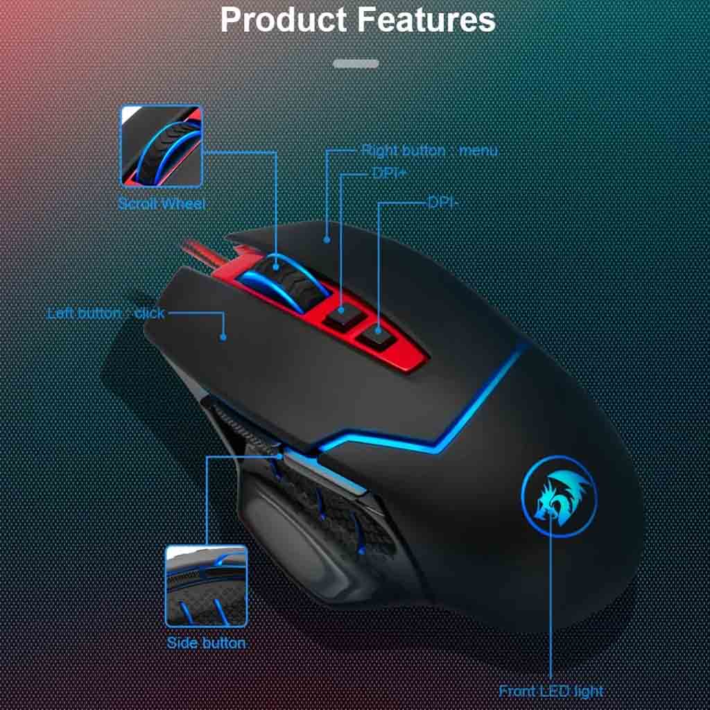 Redragon M907 Inspirit Black 14400 DPI Gaming Mouse Redragon