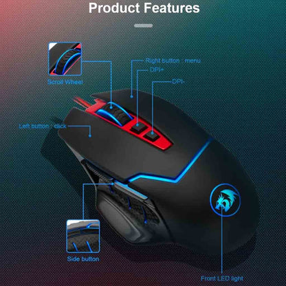 Redragon M907 Inspirit Black 14400 DPI Gaming Mouse Redragon