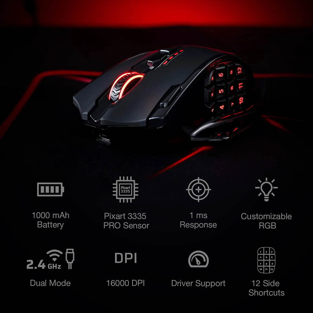 Redragon M913 Impact Elite RGB Wireless 16000 DPI Mouse Redragon