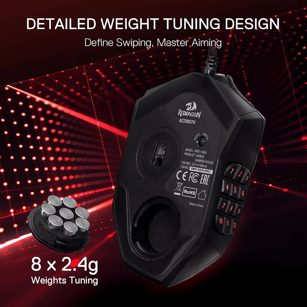 Redragon Azzinoth M921 MMO RGB Wired 12400 DPI Gaming Mouse Redragon