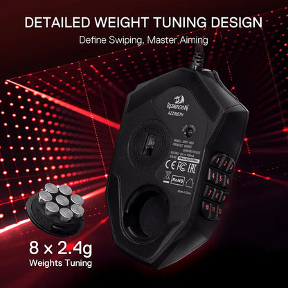 Redragon Azzinoth M921 MMO RGB Wired 12400 DPI Gaming Mouse Redragon