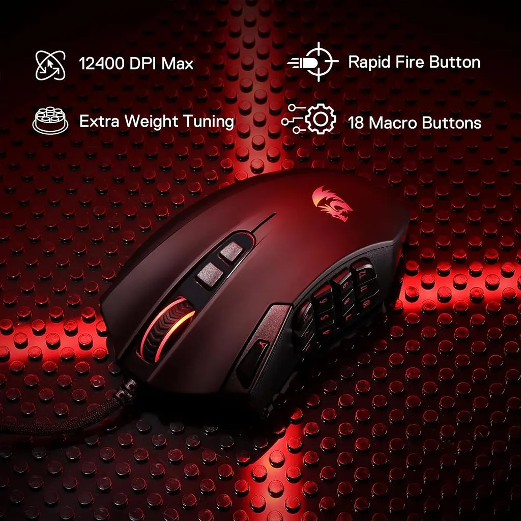 Redragon Azzinoth M921 MMO RGB Wired 12400 DPI Gaming Mouse Redragon
