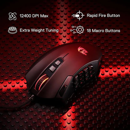 Redragon Azzinoth M921 MMO RGB Wired 12400 DPI Gaming Mouse Redragon