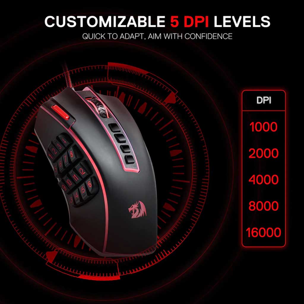 Redragon M990 MMO RGB 32000 DPI Wired Gaming Mouse Redragon