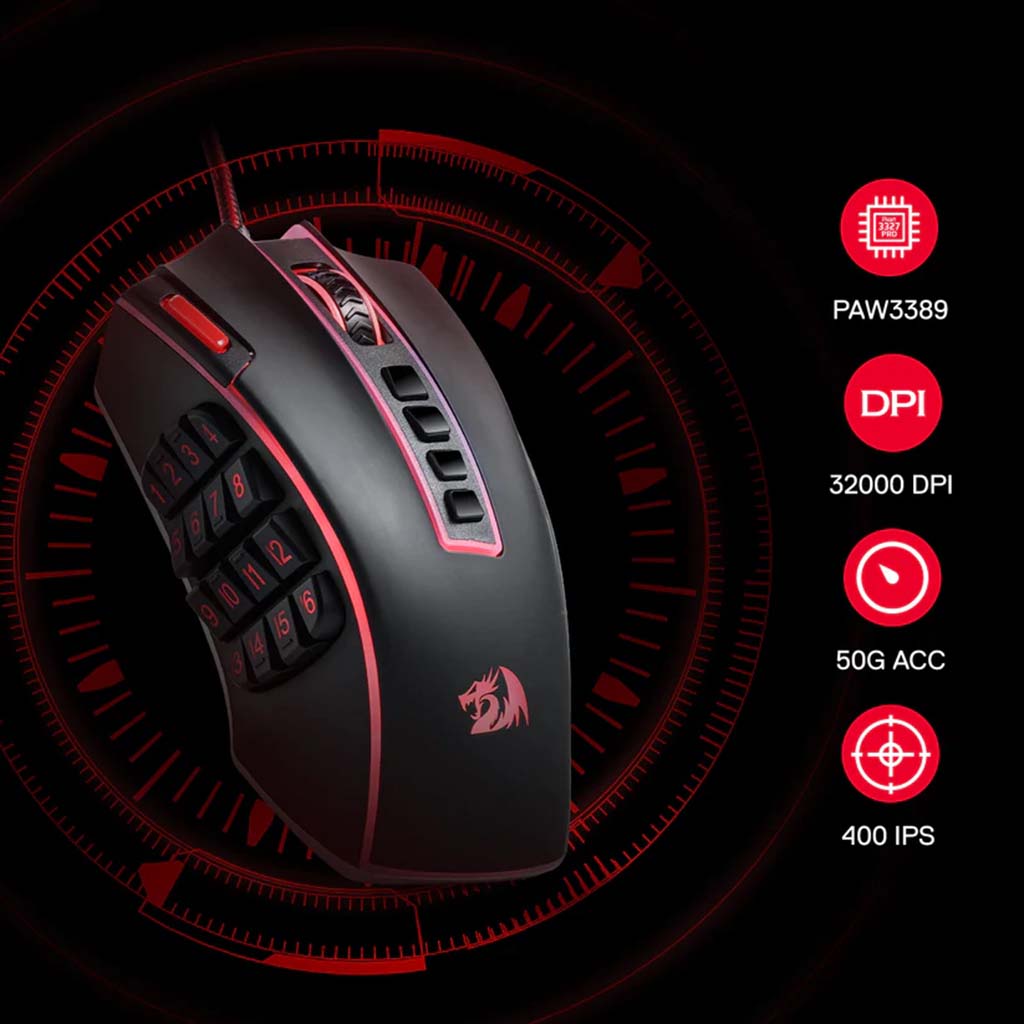 Redragon M990 MMO RGB 32000 DPI Wired Gaming Mouse Redragon