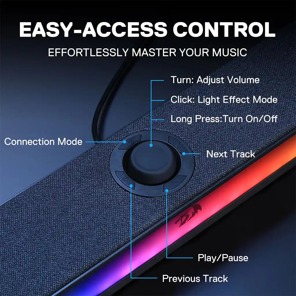 Redragon GS515 Neo RGB Wireless 2.0 Channel Stereo Sound Bar Redragon