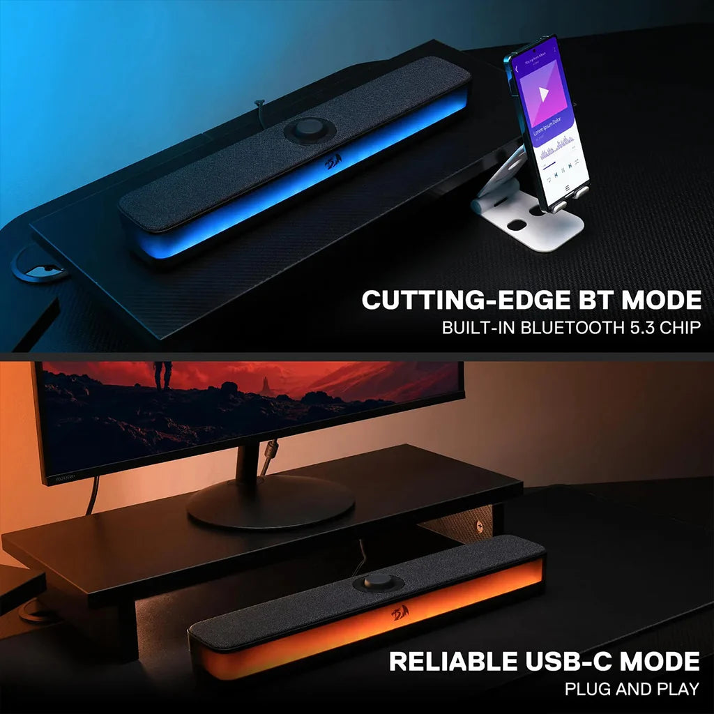 Redragon GS515 Neo RGB Wireless 2.0 Channel Stereo Sound Bar Redragon