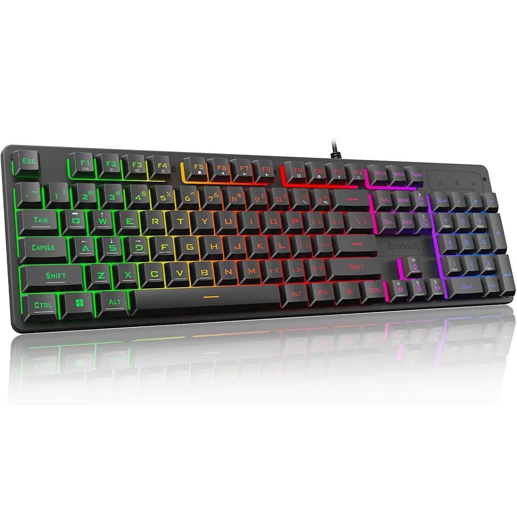 Redragon K521 black gaming keyboard with RGB lighting on a white background