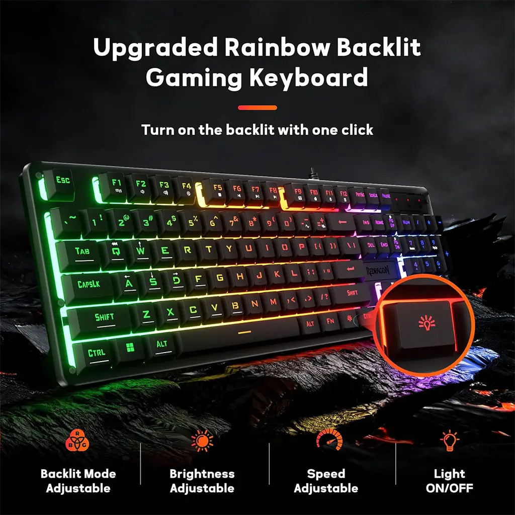 Redragon K521 Netherbane Full size RGB Wired Mechanical Feeling Keyboard Redragon