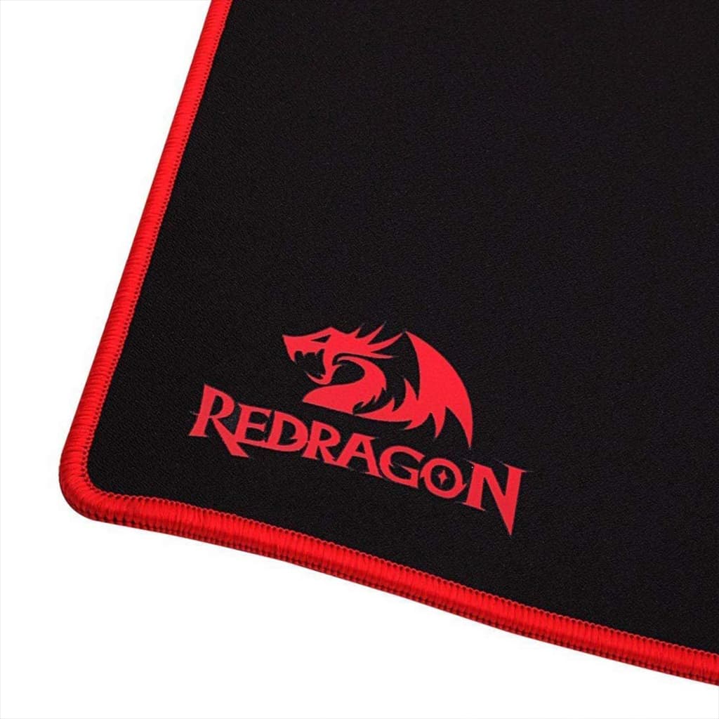 Redragon P002 Archelon Black Gaming Mousepad with red stitching and Redragon logo