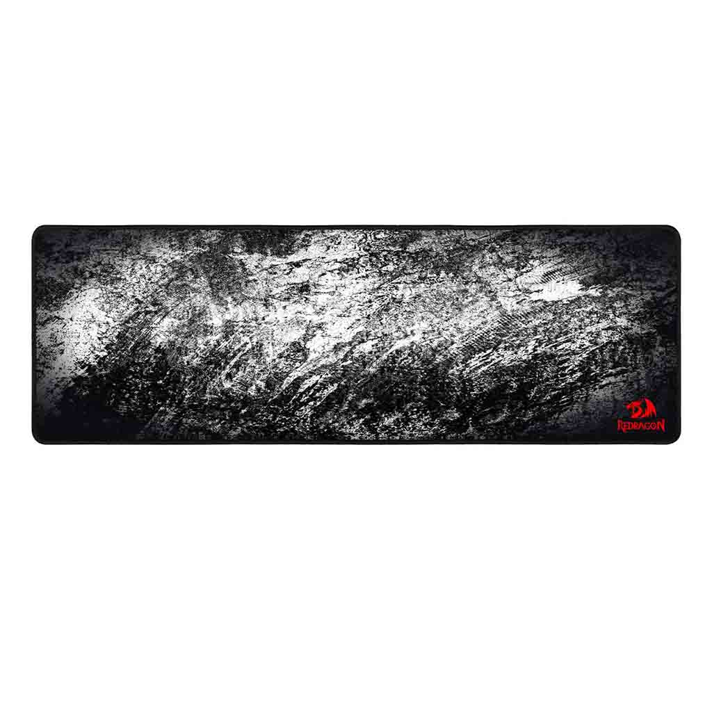 Redragon P018 Taurus Large Extended Gaming Mousepad, Black and Grey Grunge Design with a small red Redragon logo in the bottom right corner