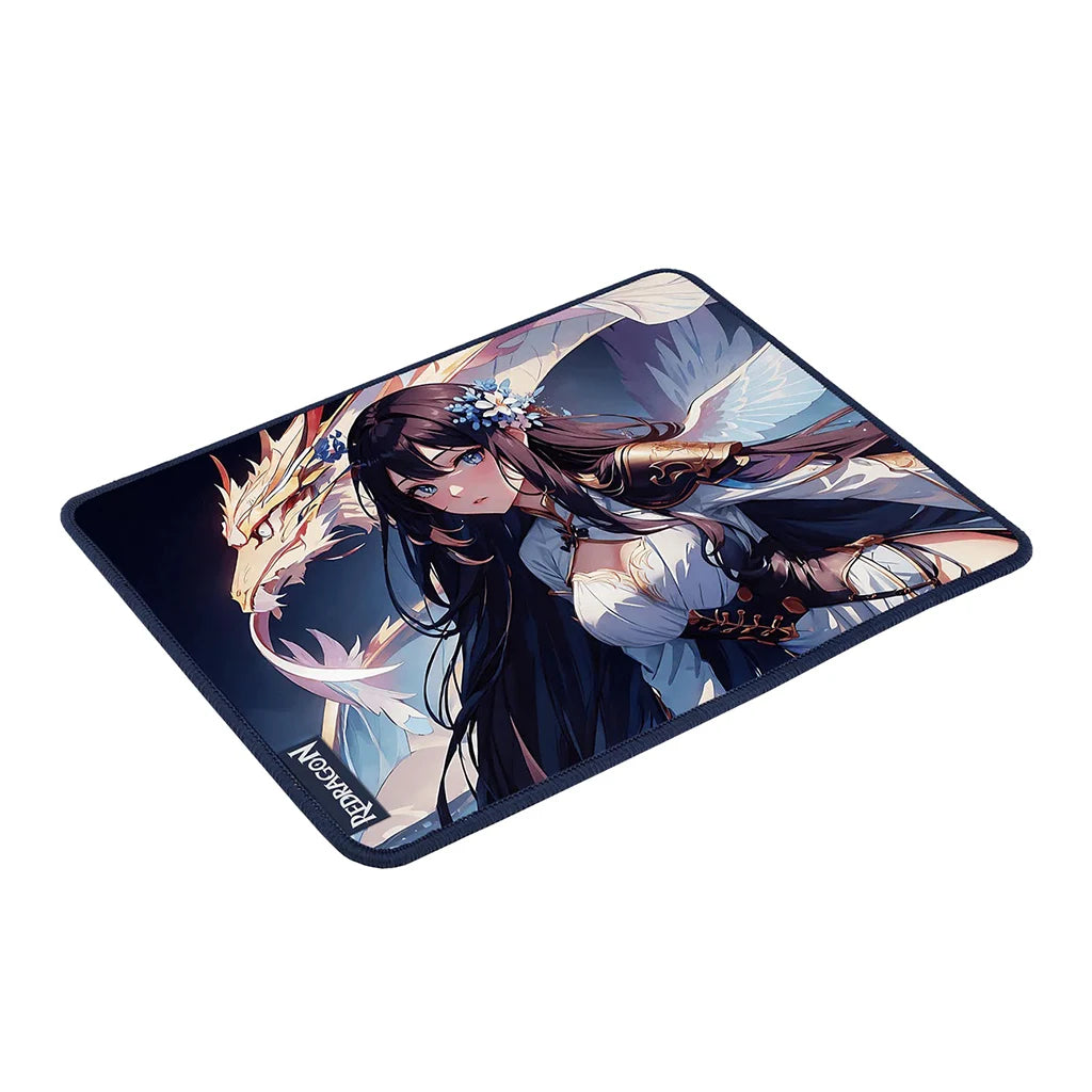 Mouse pad with anime-style design on a white background