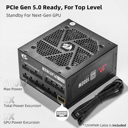 Redragon PS017 1000 Watt ATX 80 Plus Platinum Certified Power Supply Redragon