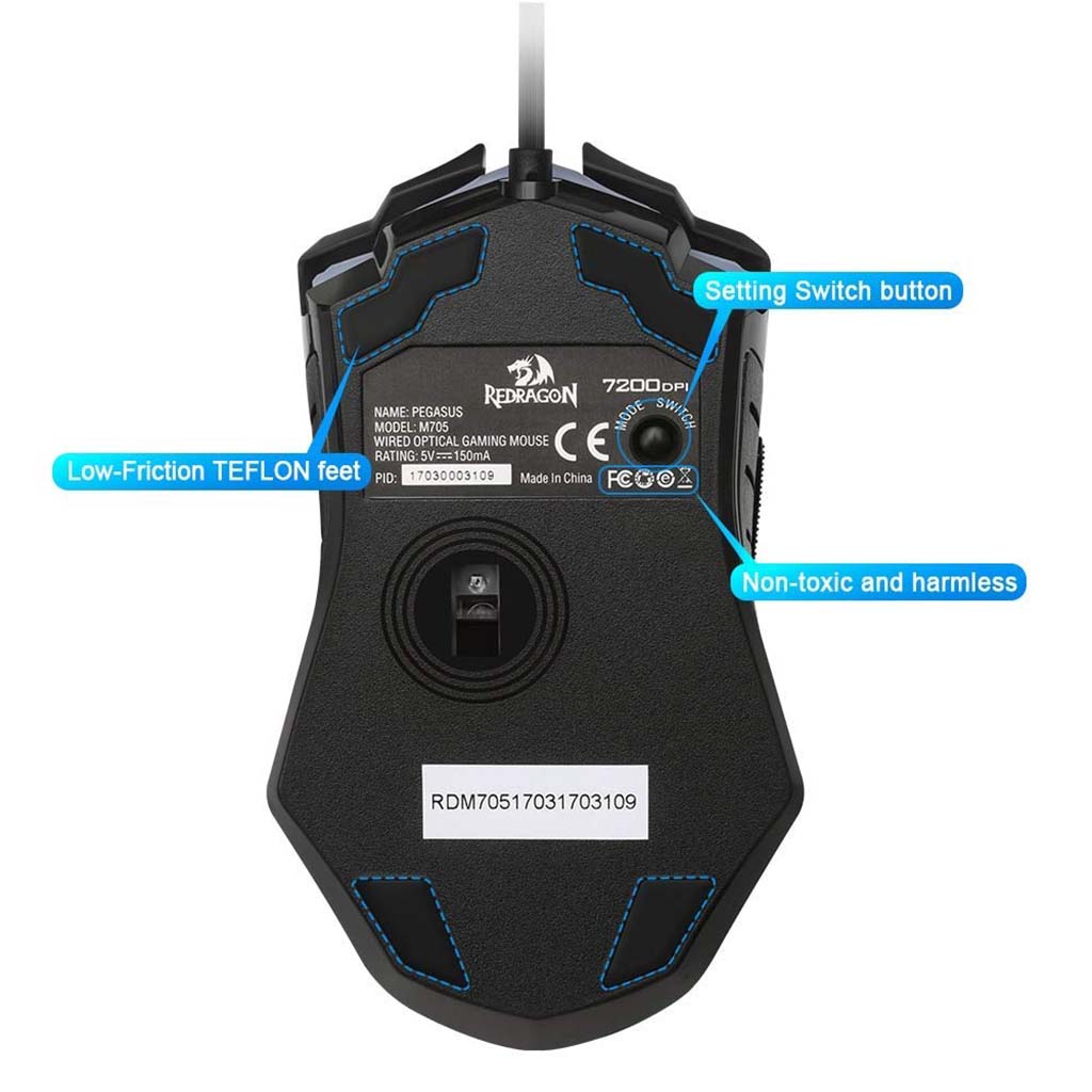 Redragon M705 Pegasus Black 7200 DPI Gaming Mouse Redragon