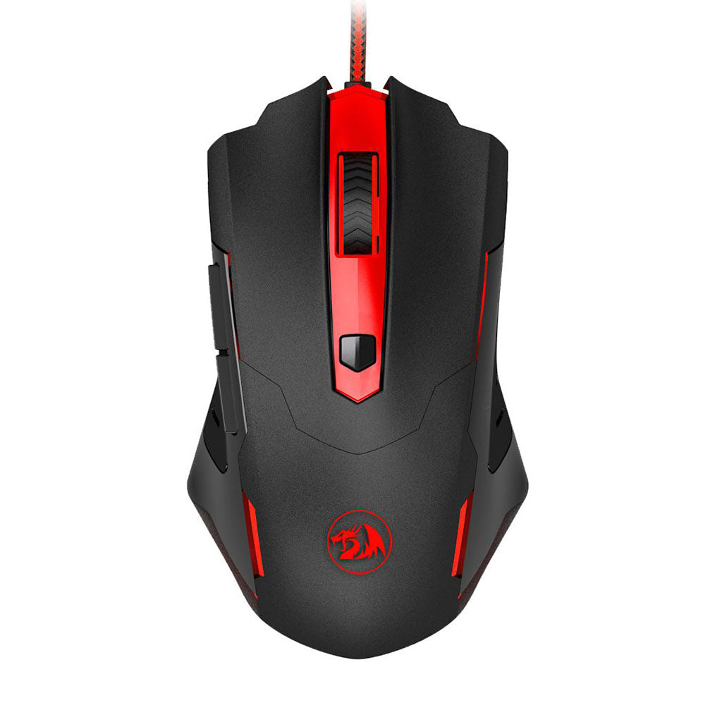 Redragon Pegasus M705 Black Wired Gaming Mouse featuring customizable red LED lighting and ergonomic design