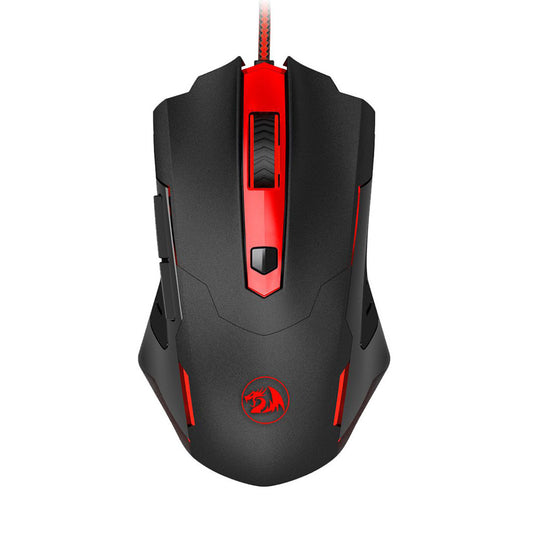Redragon Pegasus M705 Black Wired Gaming Mouse featuring customizable red LED lighting and ergonomic design