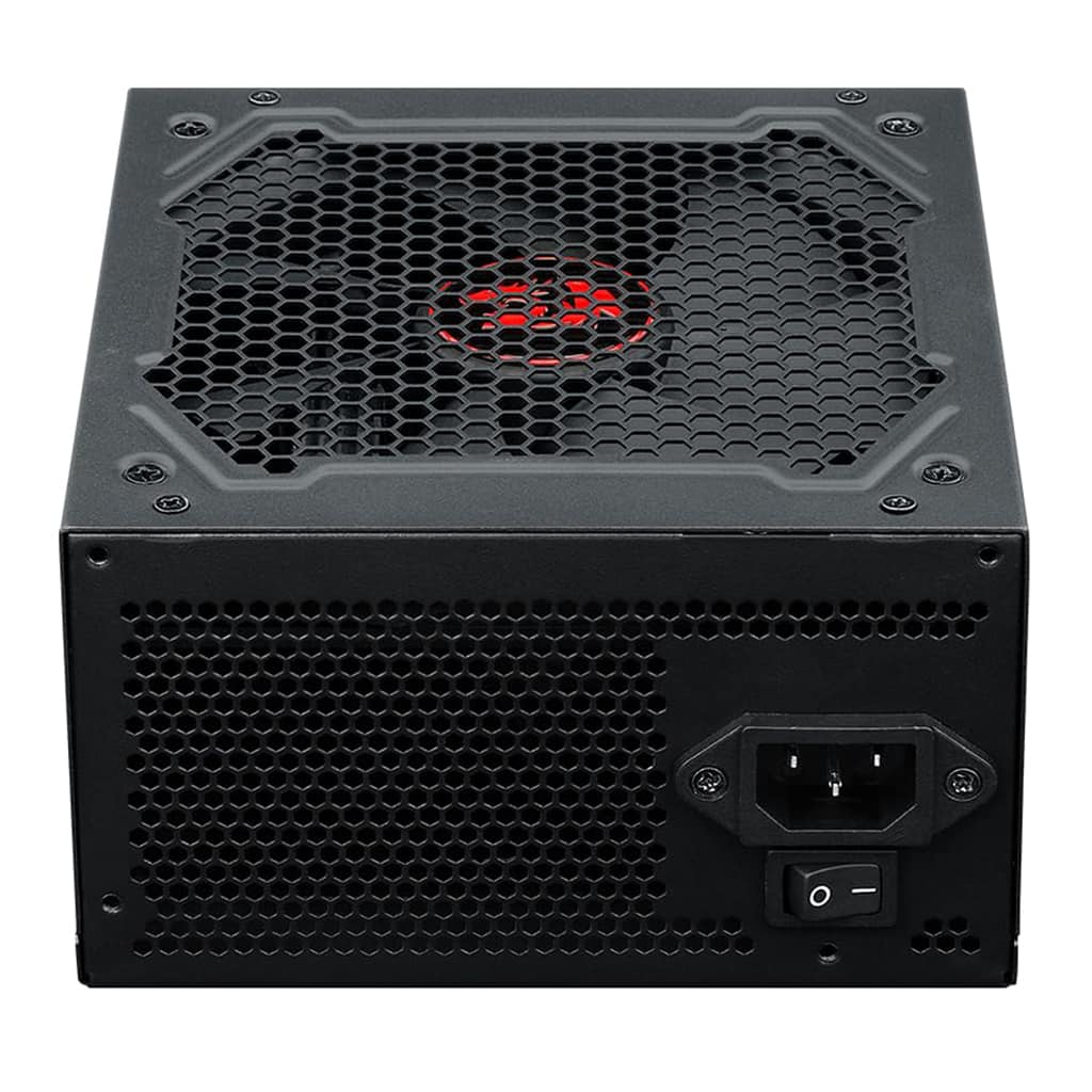 Redragon RGPS GC-PS005 700W 80 Plus Bronze Certified Fully Modular Power Supply, back panel showing power input, on/off switch & fan