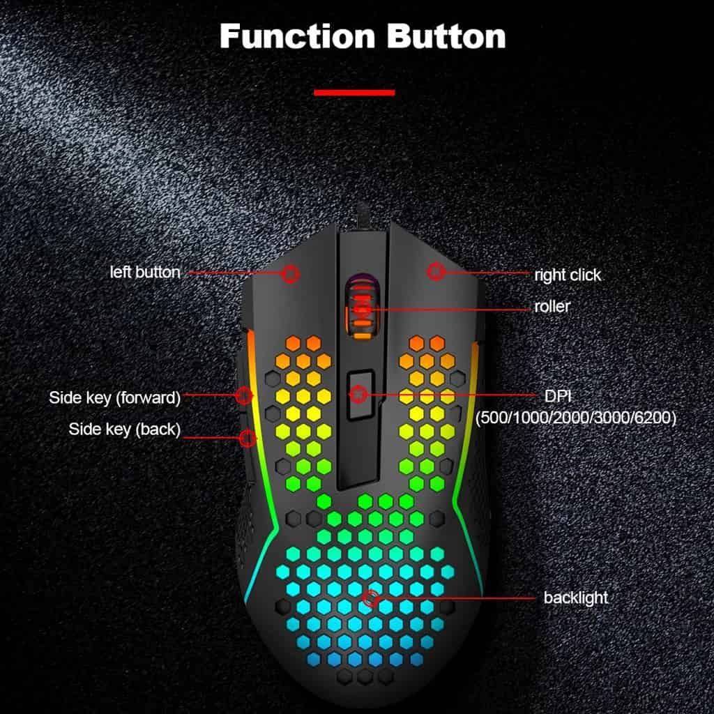 Redragon M987-K Lightweight RGB Honeycomb 124000 DPI Mouse