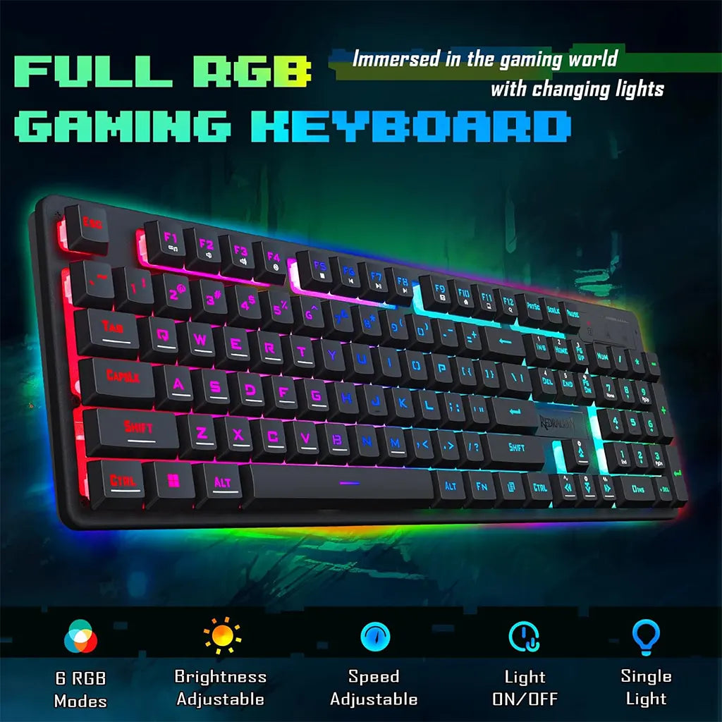 Redragon S107-BA RGB Full Size keyboard with 1K Hz Mouse Wired 2-in-1 Combo Redragon