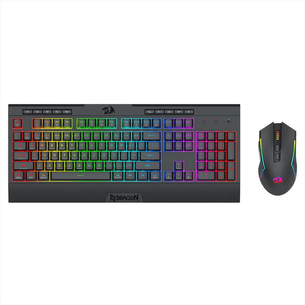 Redragon K525 keyboard and M616 Mouse wireless RGB Combo on white background