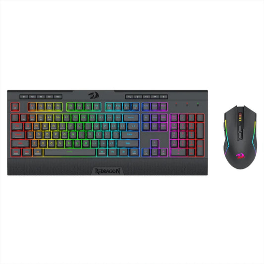 Redragon K525 keyboard and M616 Mouse wireless RGB Combo on white background