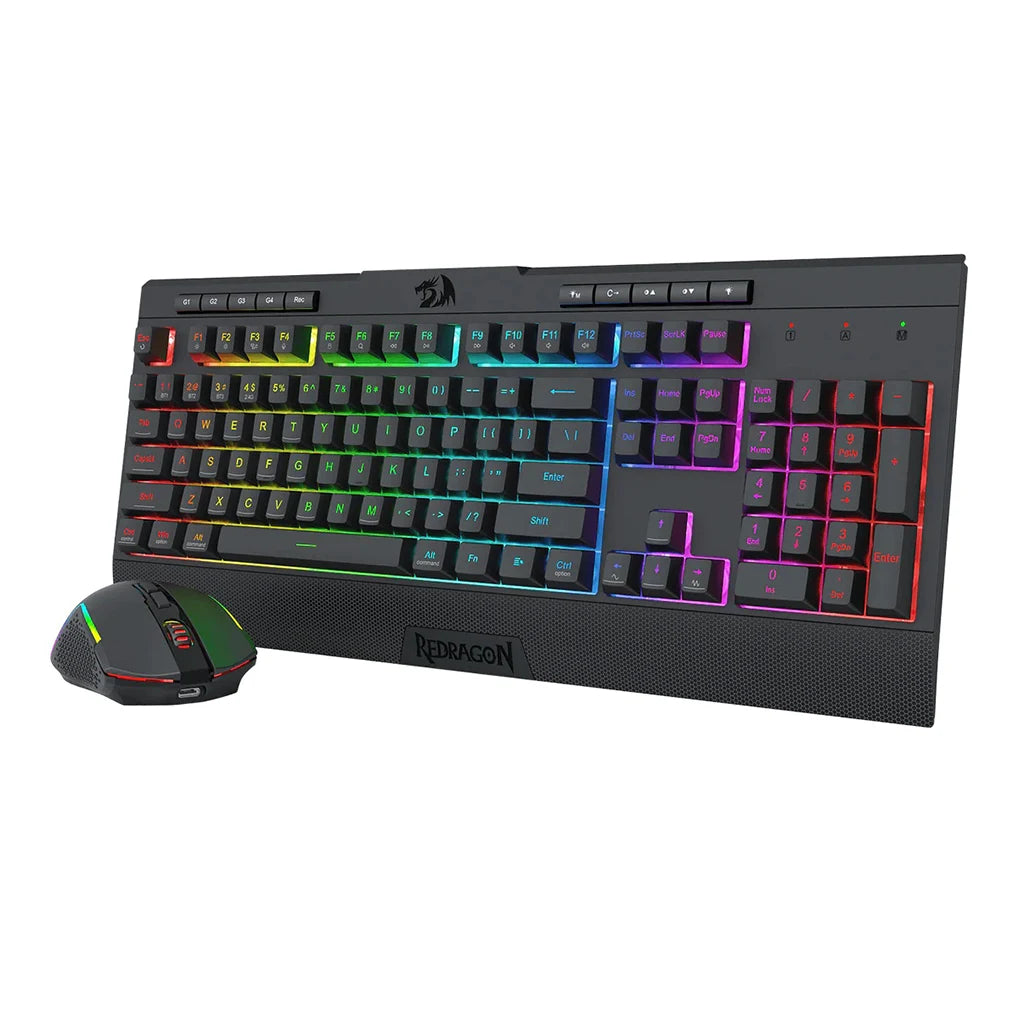 Redragon S151 PRO RGB Full Size Membrane Keyboard & Mouse Wireless Combo Redragon