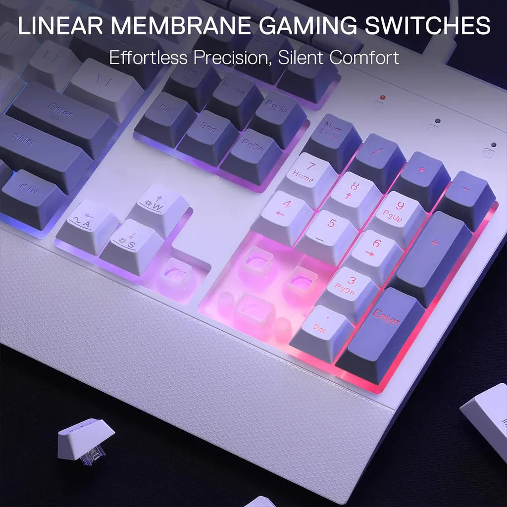 Redragon S151 White RGB K525 Membrane Keyboard & M616 Mouse Bundle Redragon