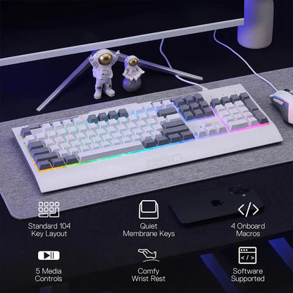 Redragon S151 White RGB K525 Membrane Keyboard & M616 Mouse Bundle Redragon