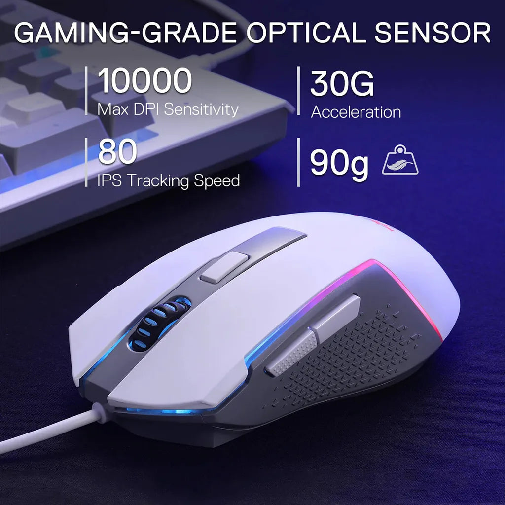 Redragon S151 White RGB K525 Membrane Keyboard & M616 Mouse Bundle Redragon
