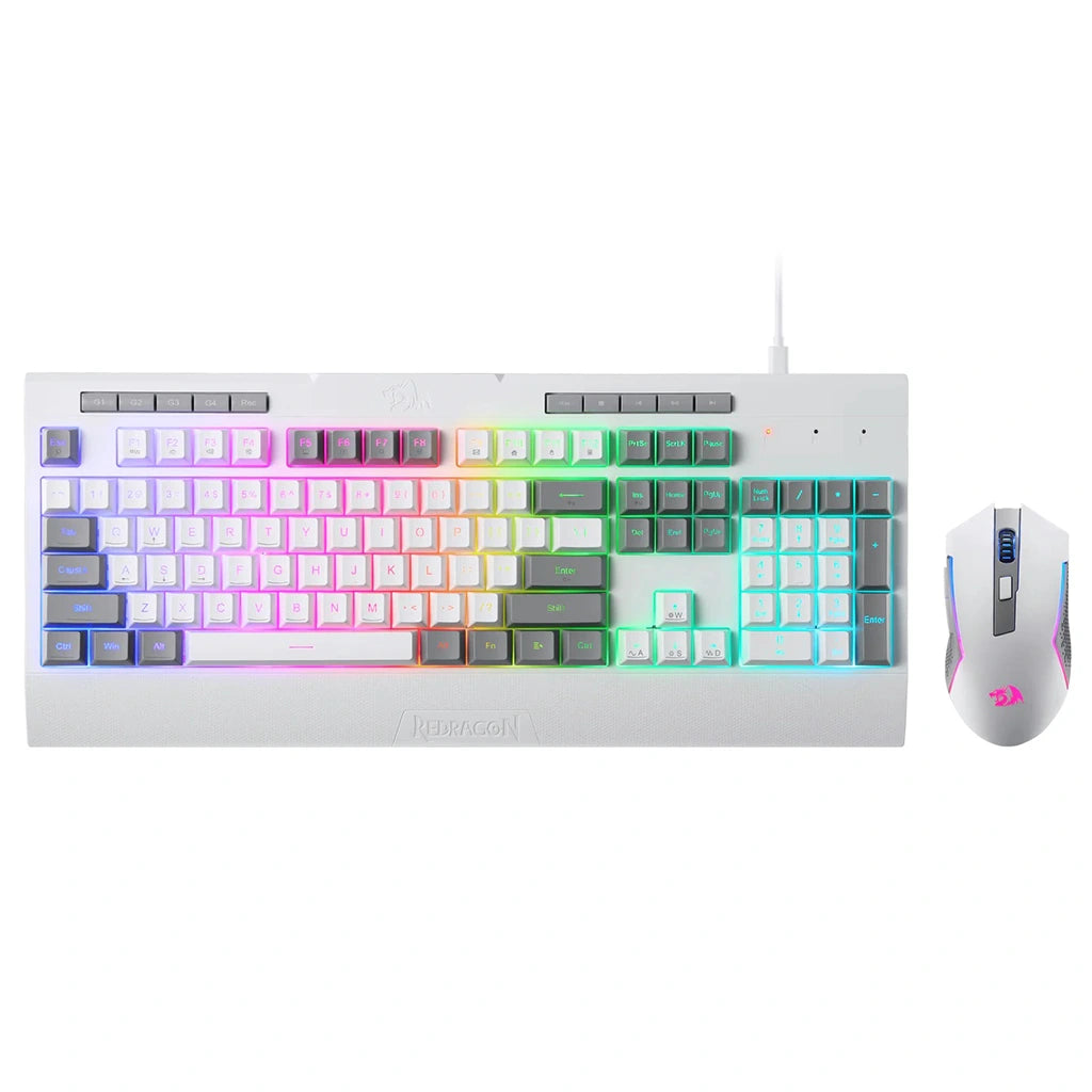 Redragon S151 White RGB K525 Membrane Keyboard & M616 Mouse Bundle Redragon