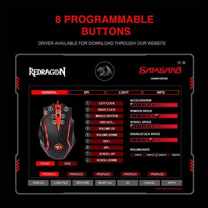 Redragon M902 Samsara Black 12400 DPI Gaming Mouse Redragon