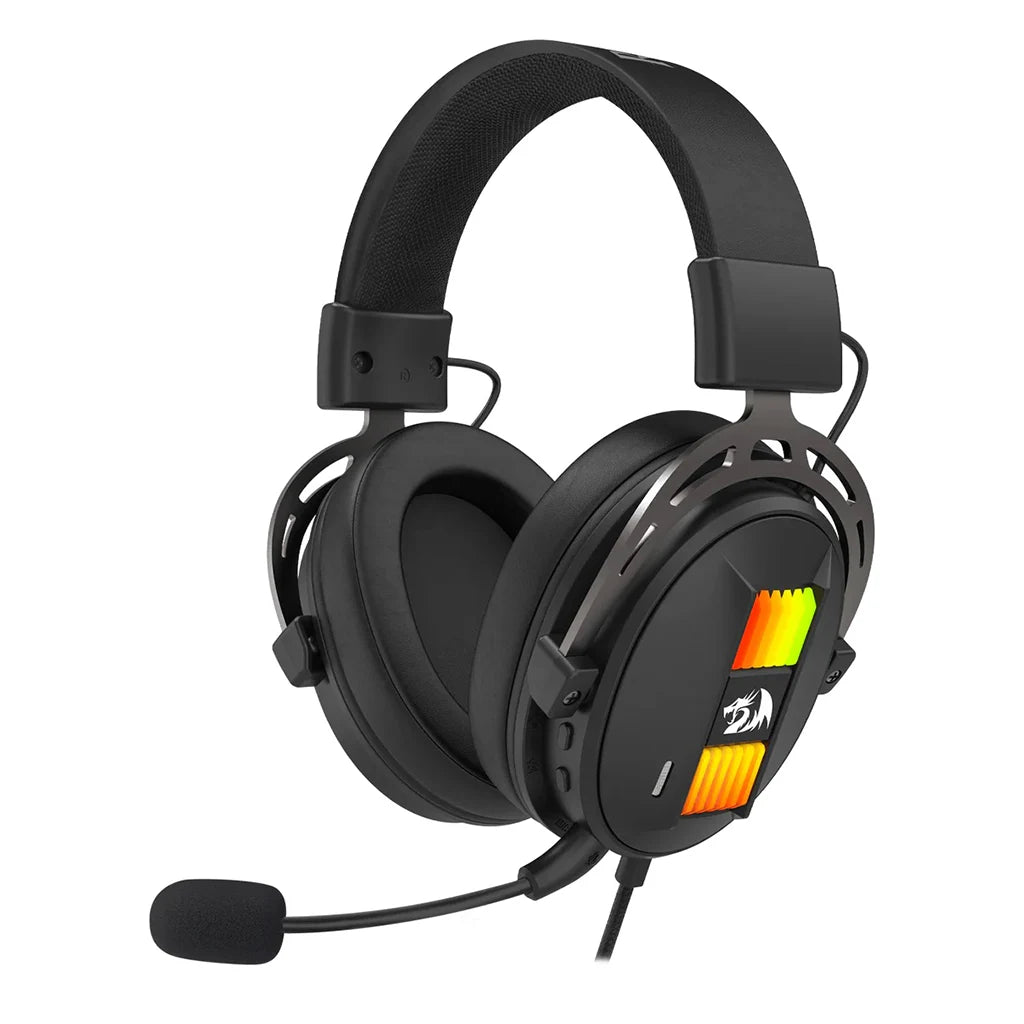 Redragon H375 RGB wired headset on white background
