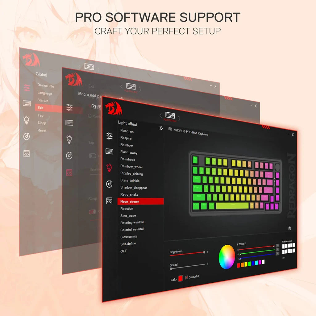 Redragon K673 Ucal Pro 75% AK 3-Modes Gasket RGB Gaming Keyboard Redragon