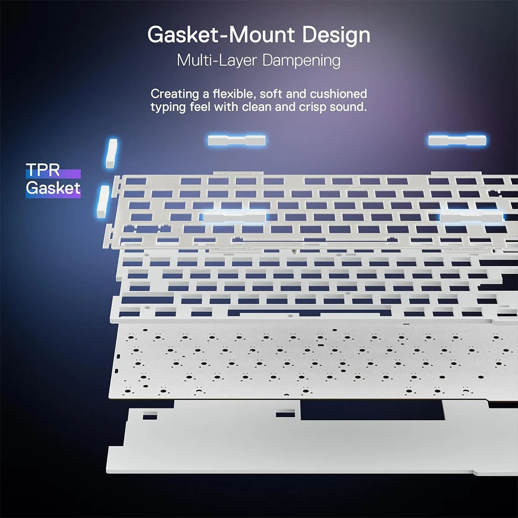 Keyboard with TPR gasket design on a dark background