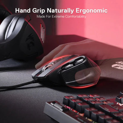 Redragon M806 Bullseye Gaming Mouse, 7 Programmable Buttons Wired RGB Gamer Mouse w/Ergonomic Natural Grip Build, Software Supports DIY Keybinds & Backlit