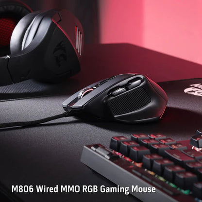 Redragon M806 Bullseye Gaming Mouse, 7 Programmable Buttons Wired RGB Gamer Mouse w/Ergonomic Natural Grip Build, Software Supports DIY Keybinds & Backlit