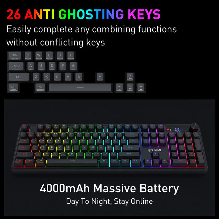 Redragon VOLCANO K526 PRO 104 Keys Mechanical-Feel Keyboard