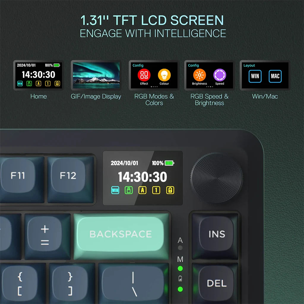Redragon Behemoth K724 Pro Wireless RGB Mechanical Keyboard with LCD Screen