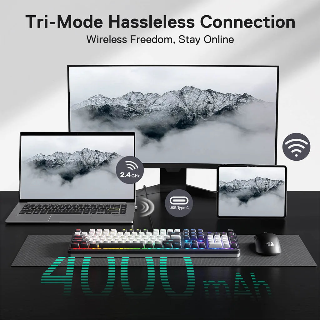 Redragon Terraflare K762 Pro Wireless Mechanical Keyboard with LED Screen